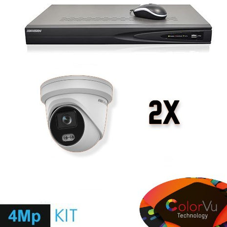 Colorvu Set 2x Turret 4MP Colorvu Recorder + Bekabeling - alarmsysteemexpert.nl